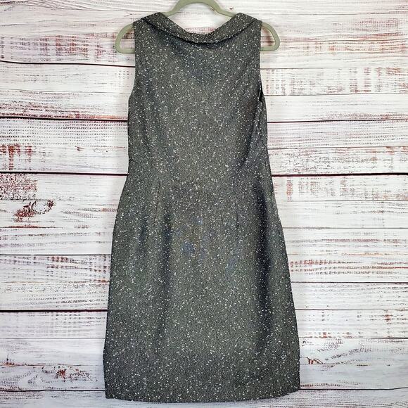 Zac Posen Gray Praire Wind/Black Tweed Sleeveless Pleated Whimsy Sheath Dress 12 - Picture 2 of 12
